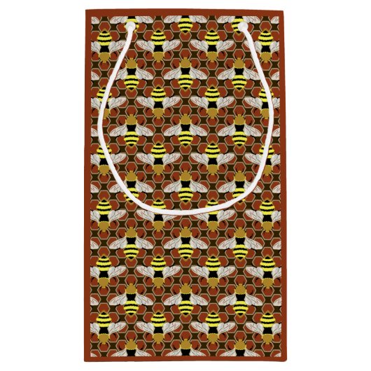 Bijen en Honeycomb Pattern Klein Cadeauzakje (Achterkant)