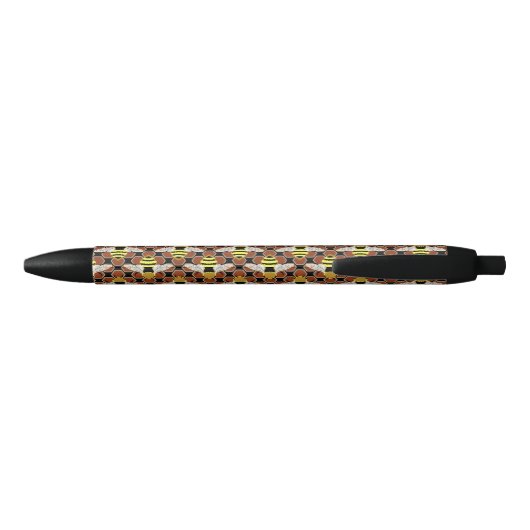 Bijen en Honeycomb Pattern Zwarte Inkt Pen (Achterkant)