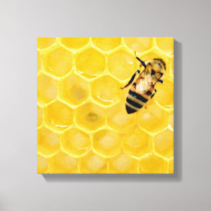 bijen en honingraat canvas afdruk