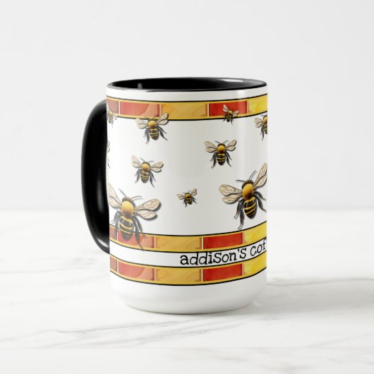 Bijen en honingraat  mok (Voorkant links)