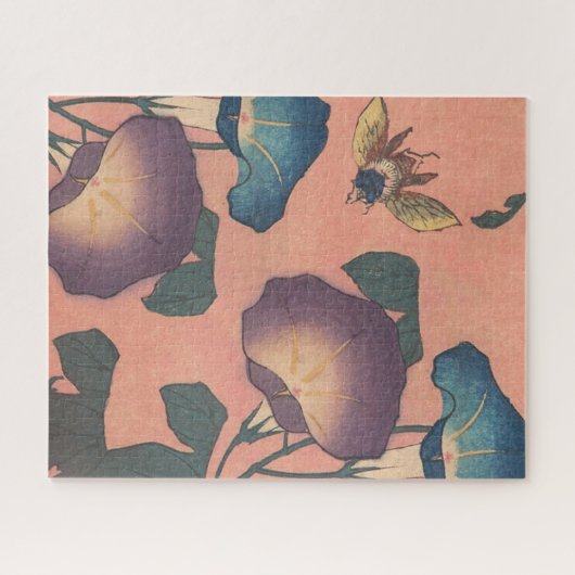 Bijen en langwerpige Japanse Aziatische kunst Legpuzzel (Horizontaal)