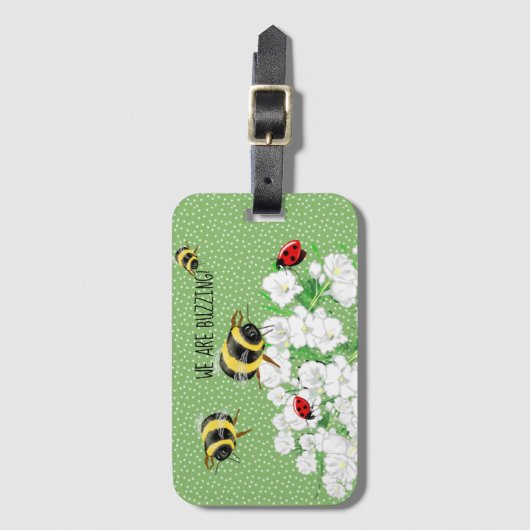 BIJEN en Lieveheersbeestjes - Kunst van LeahG Red Bagagelabel (Voorkant (verticaal))