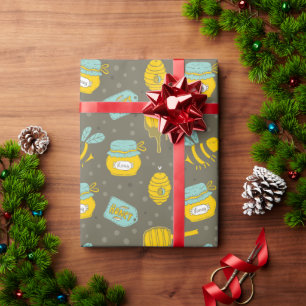 Bijen en naadloze honing cadeaupapier