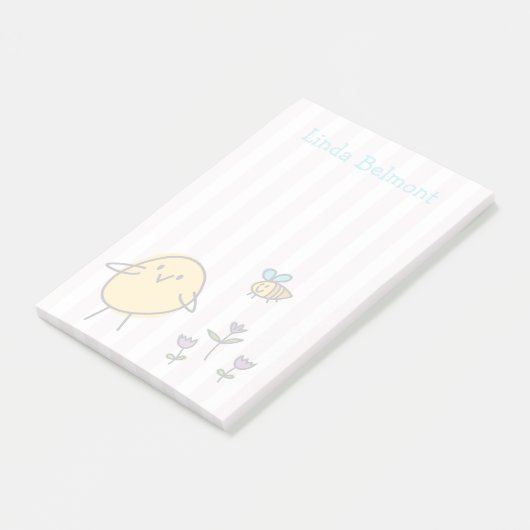 Bijen en Post-it® notes met bakken en bloemen (Schuin)