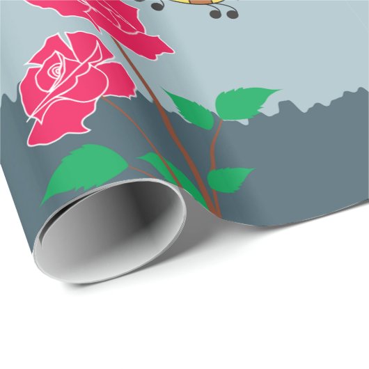 Bijen en Rozen bloementuin Cadeaupapier (Rol Hoek)