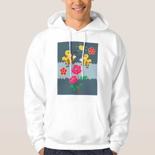 Bijen en Rozen bloementuin Hoodie (Voorkant)