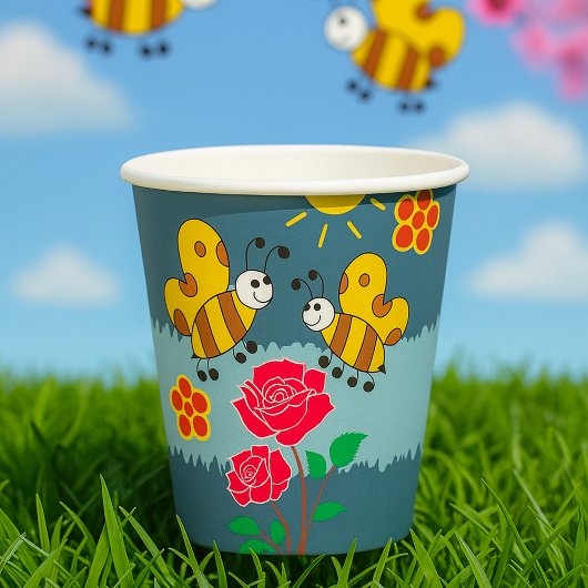 Bijen en Rozen bloementuin Papieren Bekers