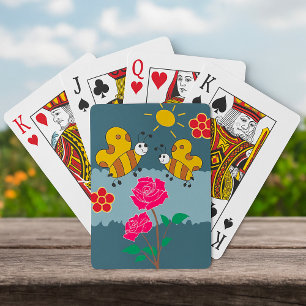 Bijen en Rozen bloementuin Pokerkaarten