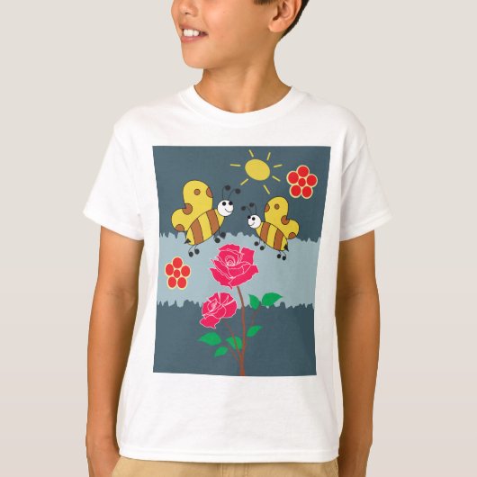 Bijen en Rozen bloementuin T-shirt (Voorkant)