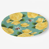 Bijen en Rozen Papieren Bordje (Gekanteld)