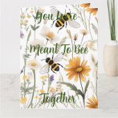 Bijen en wilde bloemen bedoeld om samen bruiloft kaart (Voorkant)