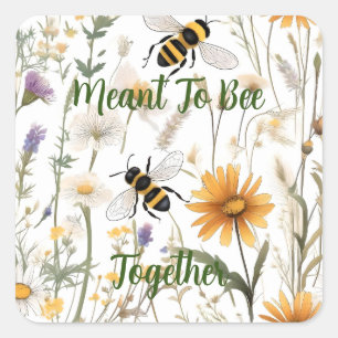 Bijen En Wilde Bloemen Moeten Samen Zijn, Vierkante Sticker