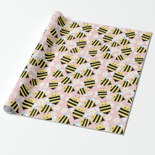 Bijen en witte bloemen cadeaupapier