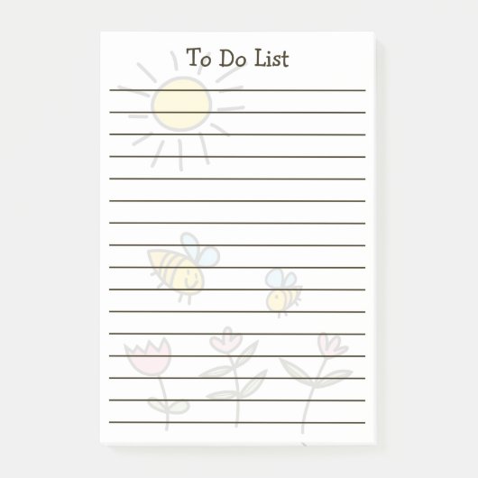 Bijen en zon en bloemen Post-it® notes (Voorkant)