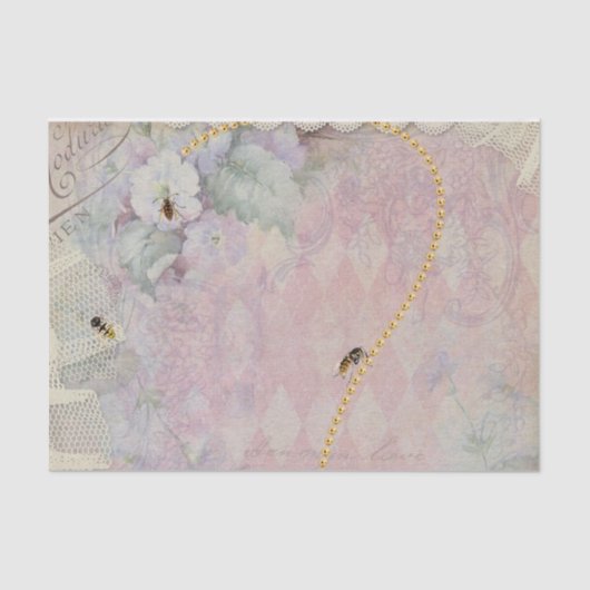 Bijen  Floral Argyle Lace Tissuepapier (Voorkant)