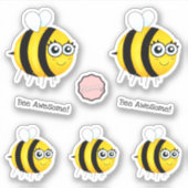 Bijen Geweldige, Cute Cartoon Bee Sticker (Voorkant)