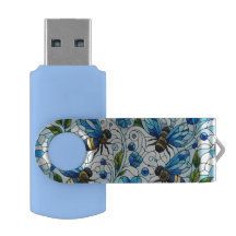 Bijen Glas-in-lood Effect Blauw
