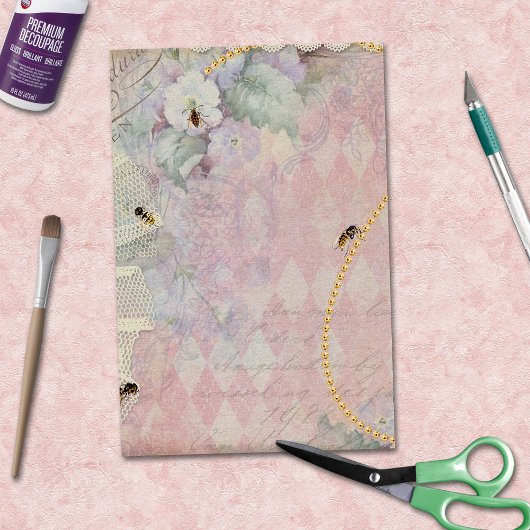 Bijen Gold Pearls  Floral Argyle Tissuepapier