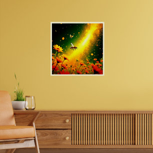 Bijen 'Golden Pollen Burst Joy Design Poster