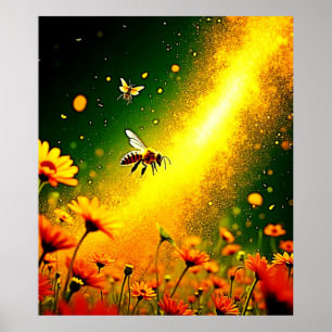 Bijen 'Golden Pollen Burst Joy Design Poster
