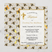 Bijen Gouden Honingraat Doop Kaart (Voorkant / Achterkant)