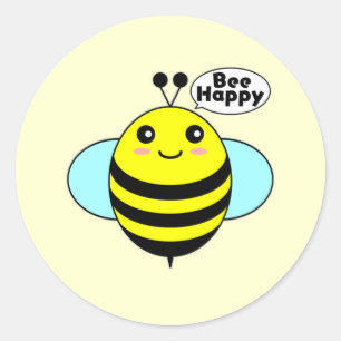 Bijen Happy 1 Ronde Sticker