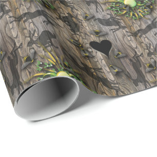 Bijen harten hazen maanfasen heidens new age hout cadeaupapier