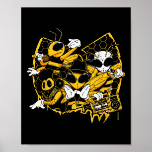 Bijen Hip Hop Old School Rap muziekliefhebber Poster