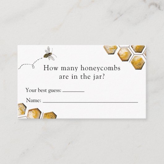 Bijen Hoeveel Honeycombs Baby shower Game kaart (Voorkant)