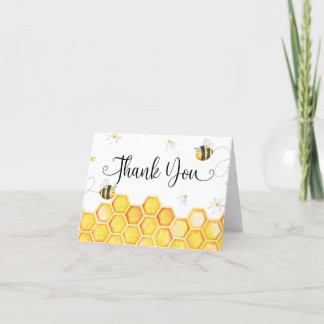 Bijen Honeycomb Daisy Folded Hartelijk dank Bedankkaart