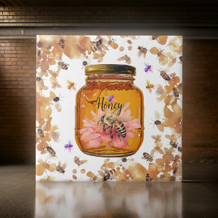 Bijen Honing Jar Personaliseren   Keramische Tegel Tegeltje