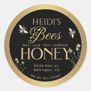 BIJEN Imker Naam Honing Label Metallic Gold