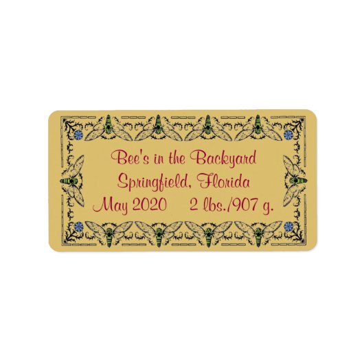 Bijen in de achtertuin Honey Jar Etiket (Voorkant)