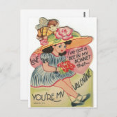  bijen in haar Bonnet Valentijn Briefkaart (Voorkant / Achterkant)