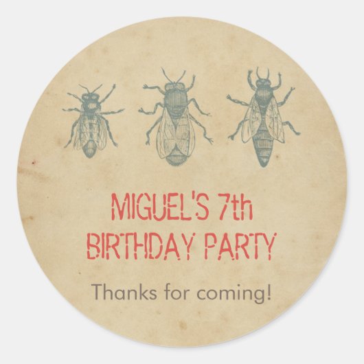  Bijen Kinderen Verjaardagsfeestgunsten Dank u Ronde Sticker (Voorkant)