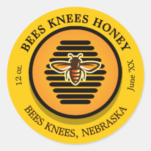 Bijen Knees Golden Honey Jar Classic Round Sticker