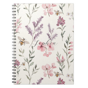 Bijen Lavendel Roze Bloemen Notitieboek