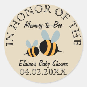 Bijen met Baby shower-stickers - mammie-tot-bijen Ronde Sticker