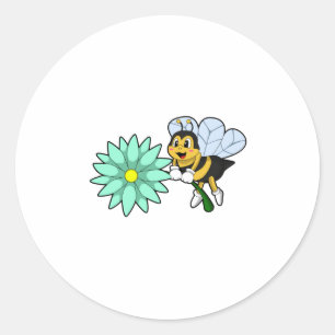 Bijen met Flower.PNG Ronde Sticker