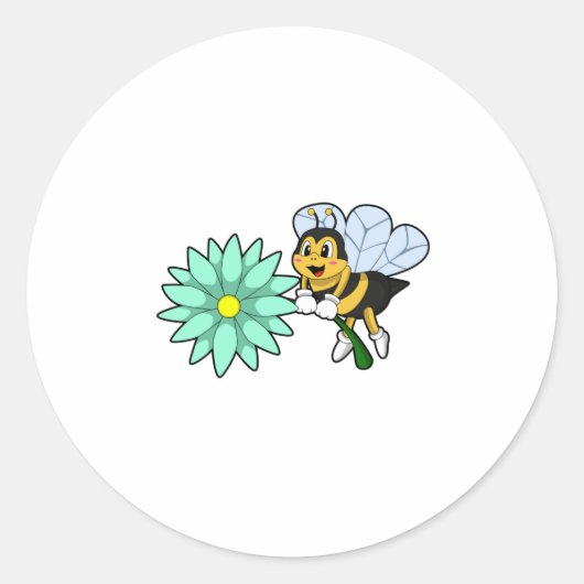 Bijen met Flower.PNG Ronde Sticker (Voorkant)