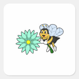 Bijen met Flower.PNG Vierkante Sticker