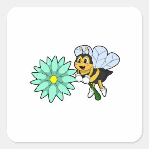 Bijen met Flower.PNG Vierkante Sticker