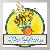 Bijen met Honey Jar  imker Poster (Voorkant)