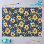 Bijen met zonnebloempitten Rustic Navy Wood Tissuepapier (Craft)