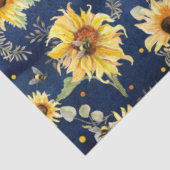 Bijen met zonnebloempitten Rustic Navy Wood Tissuepapier (Detail)