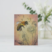 bijen nr. 4 Dandelion Waterverf Art. Briefkaart (Staand voorkant)