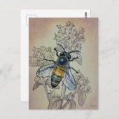  bijen nr. 7 en Waterverf van wilde bloemen Briefkaart (Voorkant / Achterkant)