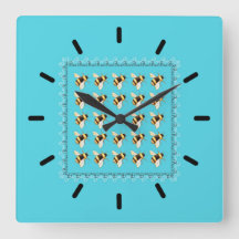 Bijen op blauw acrylwandklok