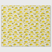 Bijen op Bloem Wrapping Papier - Gele Achtergrond (Vlak)