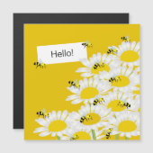 Bijen op bloemenmagnetische Kaart - gele achtergro (Voorkant / Achterkant)